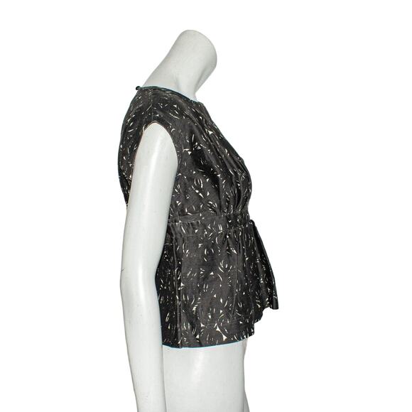 ISABEL MARANT UDNY Blouse Black Drawstring Waist Wool Blend Size 1 - Picture 4 of 11